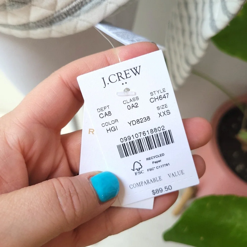 NWT NEW J. Crew Reversible Quilted Pullover Striped‎ Sweatshirt XXS Gray White